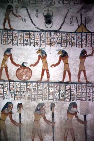 Falfestmény az I. kamrából VI. Ramszesz sírjában, Új Királyság (Kr. e. 1145-1137) (falfestmény) alkotó: Egyptian 20th Dynasty