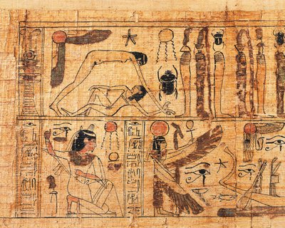 Serimen, Amon papjának temetési papirusza, a világ teremtésének részlete, Geb és Nut szétválasztása alkotó: Egyptian 21st Dynasty