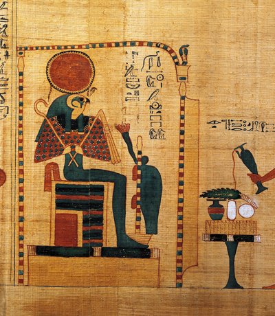 Imenemsauf mitológiai papirusza, Amon főhordozója. Részlet: Ra-Harakhti isten alkotó: Egyptian 22nd Dynasty