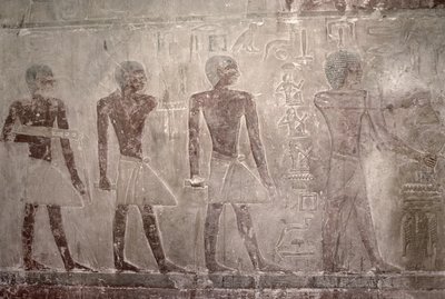 Kézművesek a Ti Mastaba-kápolna déli faláról, Óbirodalom (falfestmény) alkotó: Egyptian 5th Dynasty
