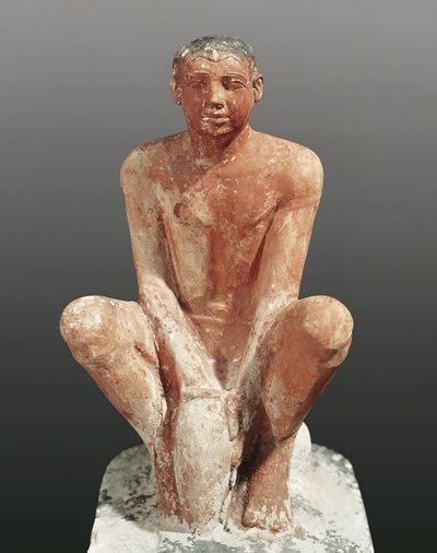 Egyiptomi civilizáció, festett mészkő szobor, amely agyagot modellező embert ábrázol, Szakkarából, Egyiptomból, Kr.e. 5. század (mészkő) alkotó: Egyptian 5th Dynasty