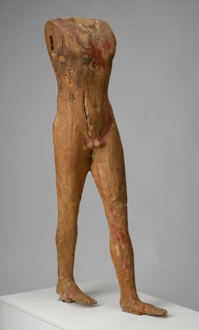 Férfi figura, Kr.e. 2494-2345 (fa gesso és festék nyomokkal) alkotó: Egyptian 5th Dynasty