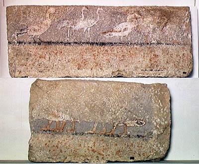 Madarakat ábrázoló falfestmény, Óbirodalom (festett kalcit) alkotó: Egyptian 5th Dynasty