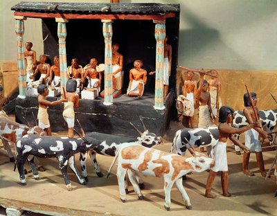 Az állatállomány összeírásának temetési modellje Meketre sírjából, Théba, Középbirodalom, ie 2000 körül (festett fa) (részlet) alkotó: Egyptian 6th Dynasty