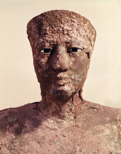 I. Pepi (Kr.e. 2289-2255) szobra, a fej részlete, Hierakonpolisban, ie 2281-2241 körül (réz) alkotó: Egyptian 6th Dynasty