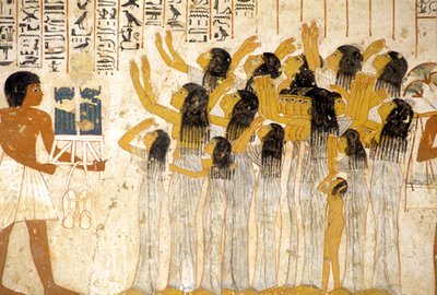 Ókori Egyiptom, Festmény/freskó, Sirató asszonyok a gyászmenetben, Ramose sírja, Théba, Nemesek Völgye alkotó: Egyptian Egyptian