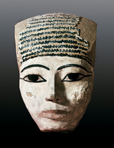 Ókori Egyiptom: Portré egy egyiptomi szarkofághoz. 17-12. század av JC. Polikróm fafaragás. Montserrat Monistrol, Montserrat Múzeum. alkotó: Egyptian Egyptian