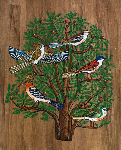 Egyiptomi művészet, Egyiptomi papirusz: Madarak a fán, Coll, rész alkotó: Egyptian Egyptian