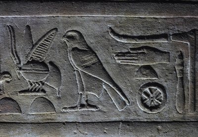 Hierogliptosz, a fáraó méhe és a Hórusz-sólyom, Hórusz-templom, Edfu alkotó: Egyptian Egyptian