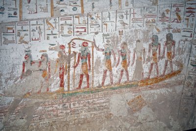 IX. Ramszesz sírja, Hieroglifa, Ré isten a hajón, Luxor alkotó: Egyptian Egyptian