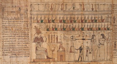 Tsekhons halottak könyve, részlet, a lelkek mérlegelése (pszichosztázis), -664-től -332-ig (papirusz) alkotó: Egyptian Egyptian