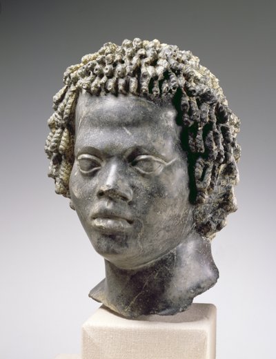 Egy fekete ember feje, Kr.e. második század vége (márvány) alkotó: Egyptian Ptolemaic Period