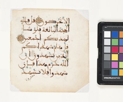 Oldal a Koránból (tinta és arany pergamen) alkotó: Egyptian School