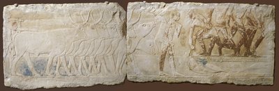 Szarvasmarhát hajtó és halászó parasztok domborműve, Óbirodalom, ie 2450-2290 (festett mészkő) alkotó: Egyptian School
