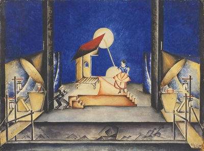 Színpadterve az Opera Bastien und Bastienne-hez, W. A. Mozart, 1925 alkotó: Ekaterina Petrova Troitskaya