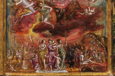 Hordozható oltár: a keresztény lovag allegóriáját ábrázoló központi tábla, 2384586 részlet (tempera grassa a panelen) alkotó: El Greco