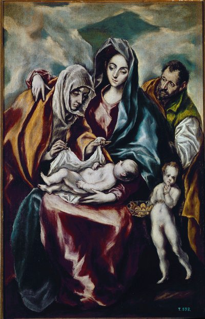 Szűz és gyermek (a Szent Család Keresztelő Szent Jánossal és Szent Annával) (olaj, vászon). alkotó: El Greco