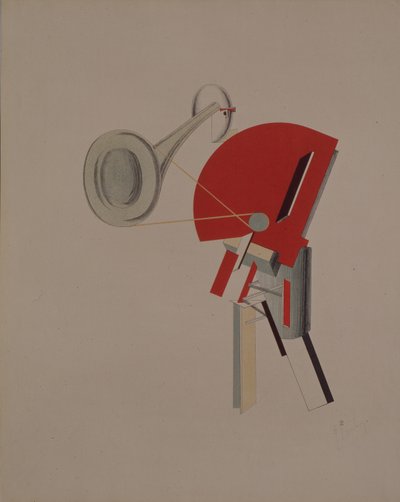 Szavaló. Figura A. Kruchenykh Győzelem a nap felett című operájához, 1920-1921 alkotó: Eliezer Markowich Lissitzky
