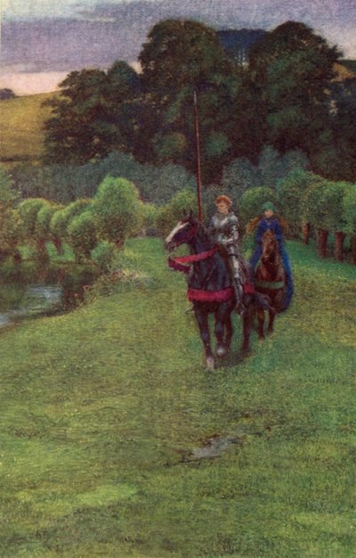Enid olyan lassan lovagoltak és olyan sápadtnak tűntek (színes litho) alkotó: Eleanor Fortescue Brickdale