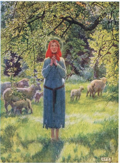 Joan of Arc: Furcsa hangokat hallottam a szélben. (litho) alkotó: Eleanor Fortescue Brickdale