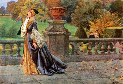 Katharine királynő. Shakespeare. VIII. Henrik király (színes litográfia) alkotó: Eleanor Fortescue-Brickdale