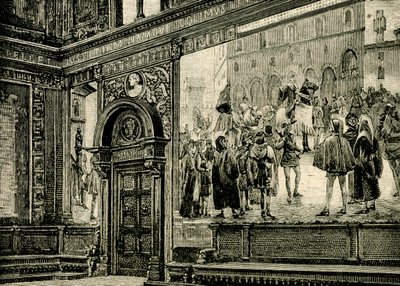 A Barnabiták palotájának nagytermének freskói, Elia Bonci (1866-1953) alkotása, Macerata, Marche, Olaszország. alkotó: Elia Bonci