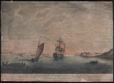 Kilátás a Havanna kikötőjének bejáratáról, a roncsok belsejéből, Havanna alkotó: Elias (after) Durnford