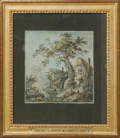 Landschaft mit Bauernhof oder Hütten bei der Eiche alkotó: Elias Martin