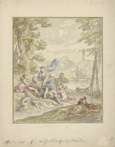 Tervezés egy szobafestéshez Armidával és Rinaldóval alkotó: Elias van Nijmegen
