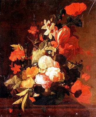 Rózsa, tulipán, konvolvul stb. alkotó: Elias van den (follower of) Broeck