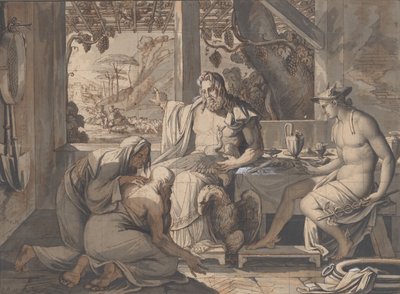 A Jupiter és a Merkúr felfedi magát Philemonnak és Baucisnak, 1809. alkotó: Elie Honore Montagny