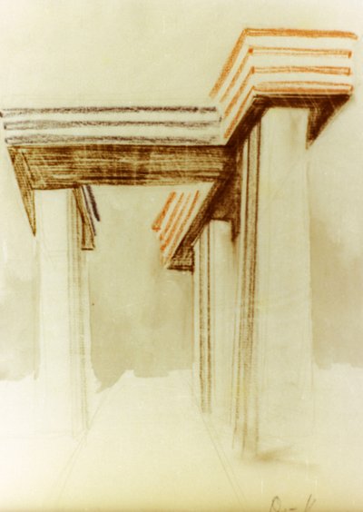El Lissitzky (Lazar Markovich Lissitzky) tervezett wolkenbugel (felhővas) épületének tervrajza, amely soha nem épült meg alkotó: Eliezer Markowich Lissitzky