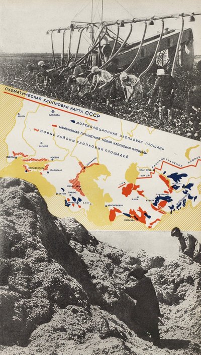 Gyapottenyésztés. Illusztráció: Szovjetunió építi a szocializmust, 1933. alkotó: Eliezer Markowich Lissitzky