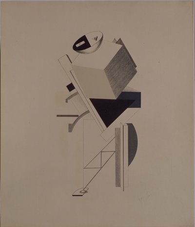 Erős fickó. Figura A. Kruchenykh Győzelem a nap felett című operájához, 1920-1921 alkotó: Eliezer Markowich Lissitzky