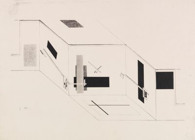 A Proun szoba. I. Kestner-tárca 5. lapja, 1923. alkotó: Eliezer Markowich Lissitzky