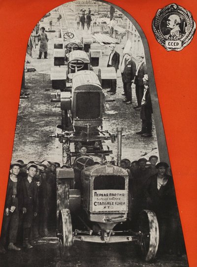 A sztálingrádi traktorgyár. Illusztráció: Szovjetunió építi a szocializmust, 1933. alkotó: Eliezer Markowich Lissitzky