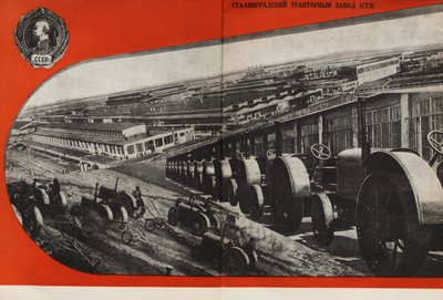 A sztálingrádi traktorgyár. Illusztráció: Szovjetunió építi a szocializmust, 1933. alkotó: Eliezer Markowich Lissitzky