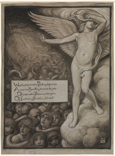 (Illusztráció Omar Khayyám Rubáiyátjához) A pokol láttán megrémült szerelem összezsugorodik alkotó: Elihu Vedder