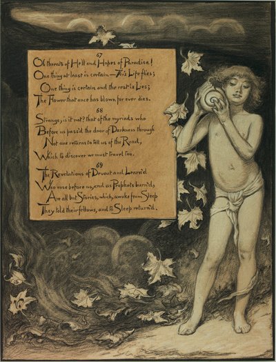 (Illusztráció Omar Khayyám Rubáiyátjához) A jelen a múlt hangjait hallgatva alkotó: Elihu Vedder