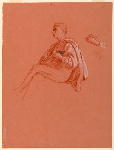 Rajz, Lanton játszó fiú, 1871-72 alkotó: Elihu Vedder