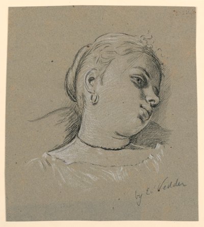 Rajz, Olasz lány feje, 1885 körül alkotó: Elihu Vedder
