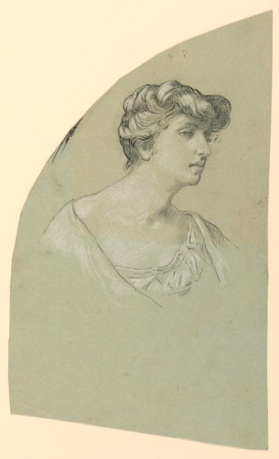 Rajz, Fiatal nő portré vázlata, 1885 körül alkotó: Elihu Vedder