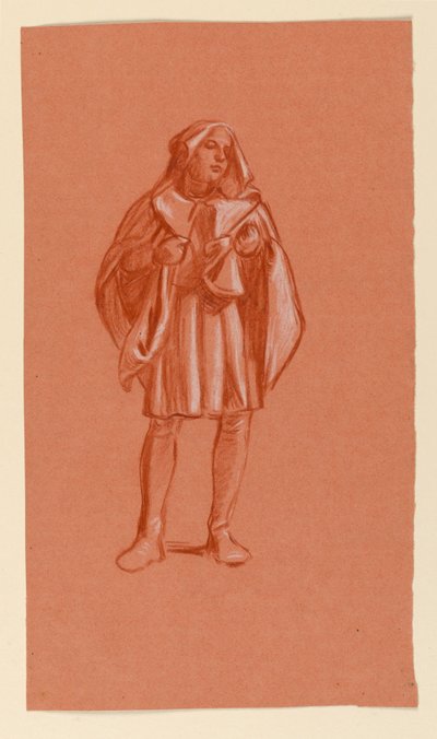 Rajz, Tanulmány egy csuklyás alakról, 1885 körül. alkotó: Elihu Vedder