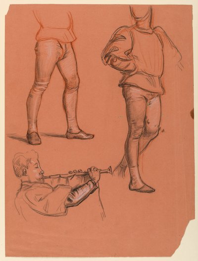 Rajz, férfi alakok részletei, 1885 körül. alkotó: Elihu Vedder
