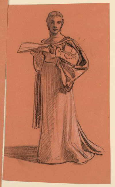 Rajz, tanulmány az "Esküvői menet" figurájához, 1872 körül. alkotó: Elihu Vedder