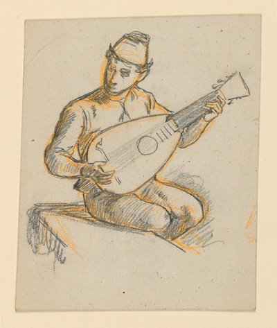 Ülő fiú lanton játszik alkotó: Elihu Vedder
