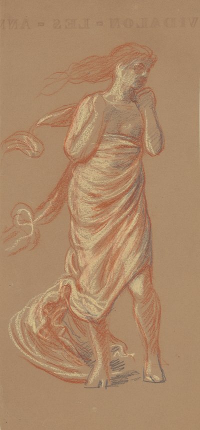 Álló, terített női figura, 1872-77 körül (kréta szőtt papíron) alkotó: Elihu Vedder