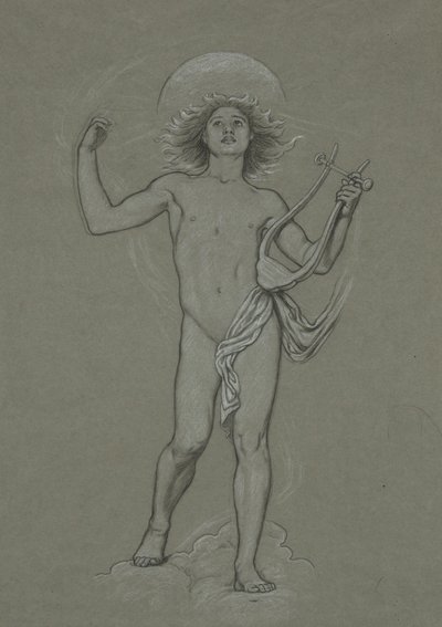Tanulmány az Apollo alakjához, a Huntington mennyezetre vonatkozó 60 tanulmányból (1926.80) alkotó: Elihu Vedder