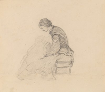 Tanulmány egy olvasó lányról, c. 1858. alkotó: Elihu Vedder