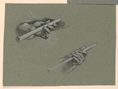 két fuvolát tartó kéz tanulmányozása (?) alkotó: Elihu Vedder